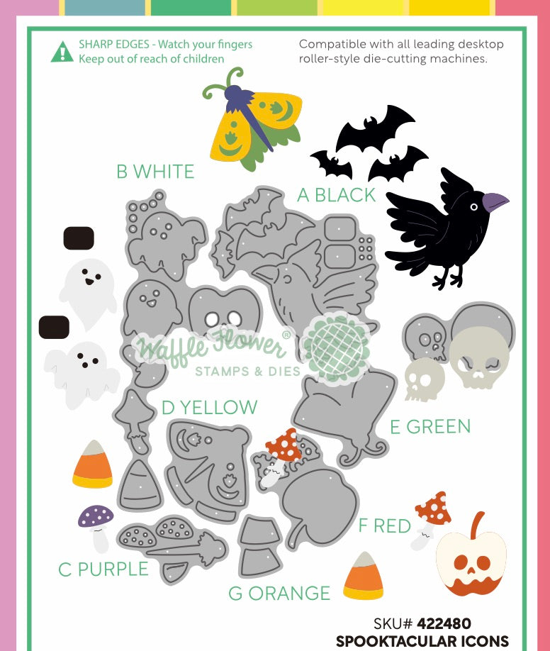 Waffle Flower Postage Collage Spooktacular Icons Die - 422480