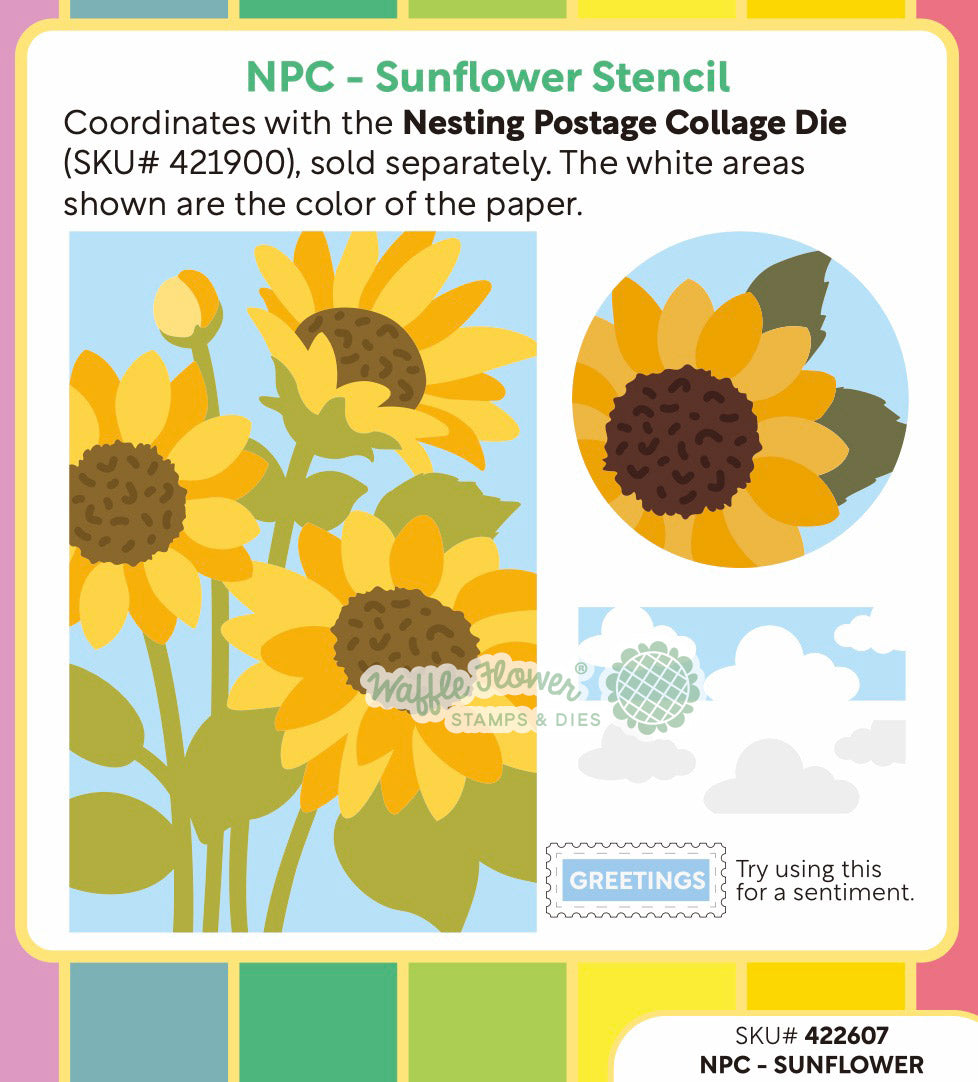 Waffle Flower NPC Sunflower Stencil - 422607