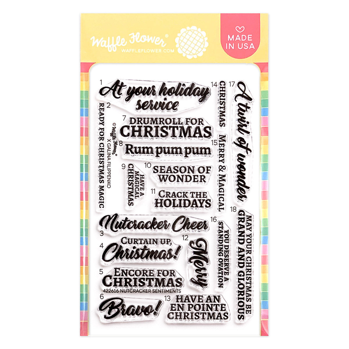 Waffle Flower Nutcracker Sentiments Stamp Set & Die Bundle