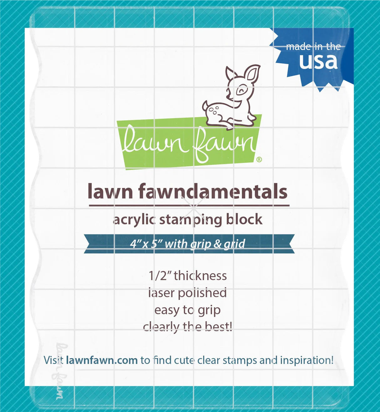 Lawn Fawn LF0501 - Acrylic Blocks - 4" x 5" with Grips with Guidelines