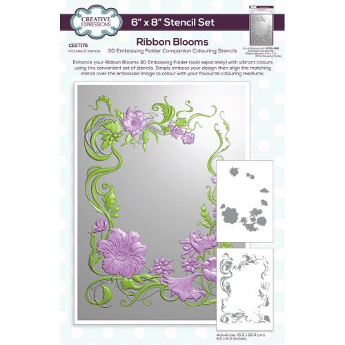Creative Expressions Companion Colouring Stencil Ribbon Blooms (2pcs) (CEST175)