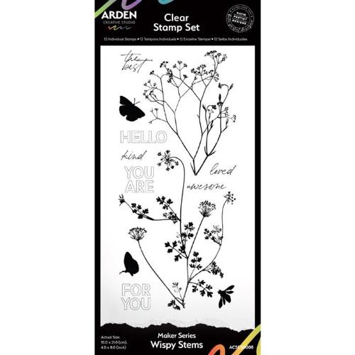 Arden Creative Studio Maker Series Wispy Stems 4in x 8in Clear Stamp Set