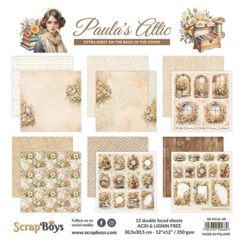 ScrapBoys Paula's Attic 12x12 Inch Paper Pad (SB-PAUL-08)