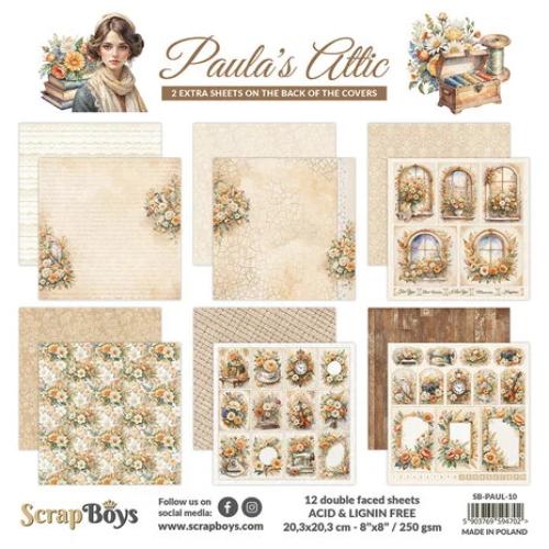 ScrapBoys Paula's Attic 8x8 Inch Paper Pad (SB-PAUL-10)