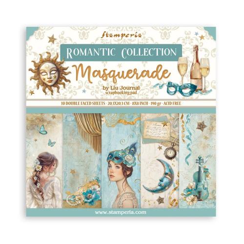 Stamperia Scrapbooking Small Pad 10 sheets cm 20,3X20,3 (8"X8") - Masquerade SBBS121