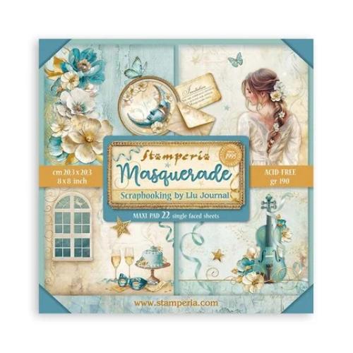 Stamperia Scrapbooking Pad 22 sheets cm 20,3X20,3 (8"X8") Single Face Masquerade SBBSXB08