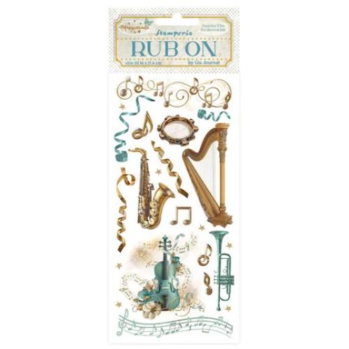 Stamperia Rub-on cm 10,16x21,6 - Masquerade instruments DFLRB137