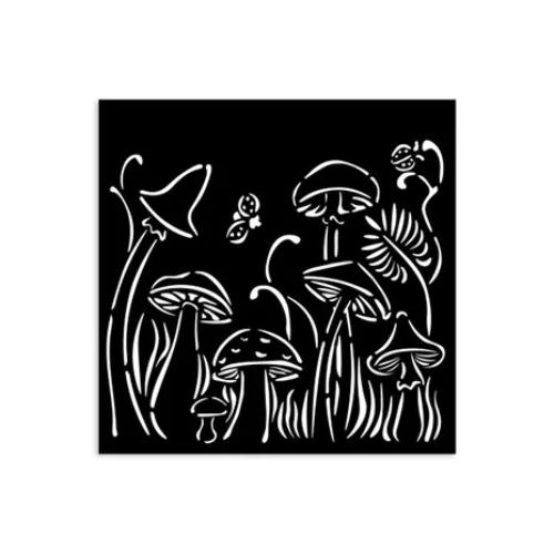 Stamperia Thick stencil cm 12X12 - Hidden Grove mushrooms KSTDS31