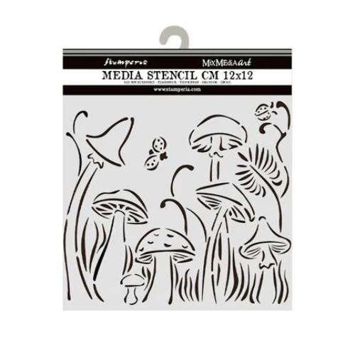 Stamperia Thick stencil cm 12X12 - Hidden Grove mushrooms KSTDS31