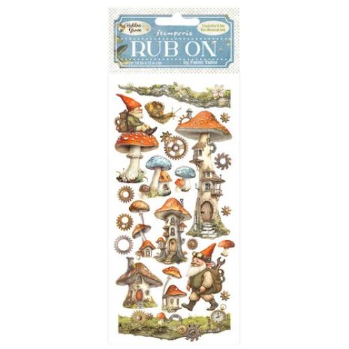 Stamperia Rub-on cm 10,16x21,6 - Hidden Grove mushroom house DFLRB150