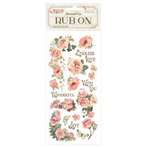 Stamperia Rub-on cm 10,16x21,6 - House of Roses writings and roses DFLRB152