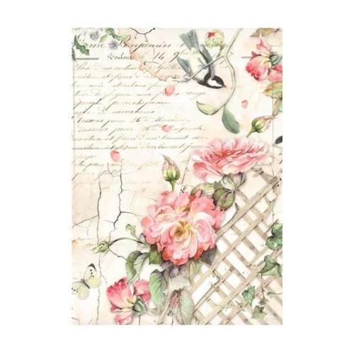 Stamperia Selection 8 Rice paper A6 backgrounds - House of Roses DFSAK6039