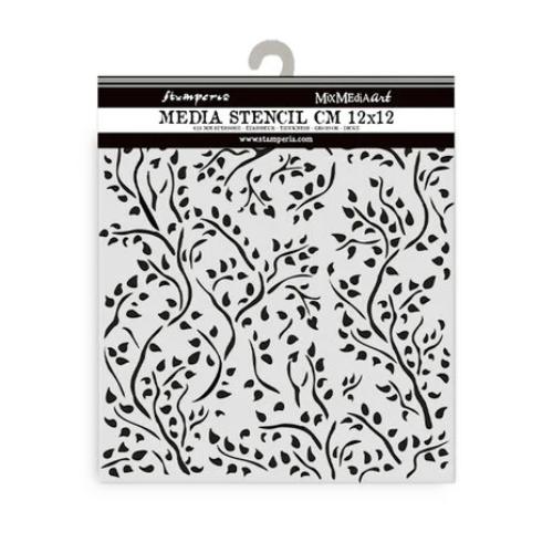 Stamperia Thick stencil cm 12X12 - House of Roses branch pattern KSTDS33