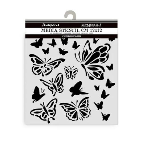 Stamperia Thick stencil cm 12X12 - House of Roses papillon KSTDS34