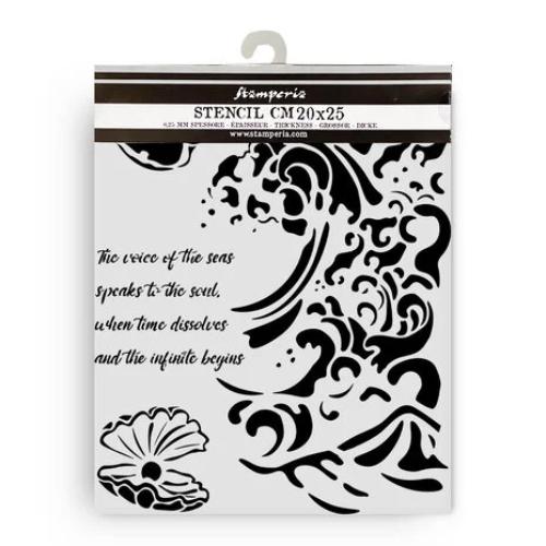 Stamperia Silent Sea Thick Stencil 20x25cm Wave and Shell (KSTD177)
