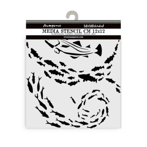 Stamperia Silent Sea Thick Stencil 12x12cm Fish (KSTDS40)