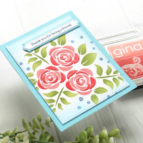 Gina K Designs STENCIL- Shimmering Roses