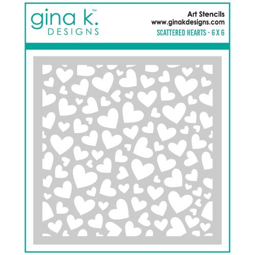 Gina K Designs STENCIL- Scattered Hearts