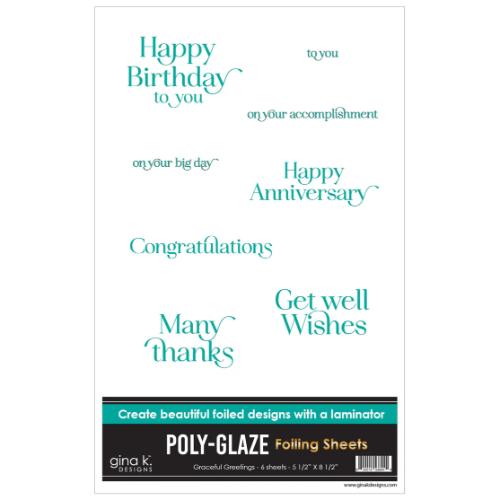 Gina K Designs POLY-GLAZE Foiling Sheets- Graceful Greetings
