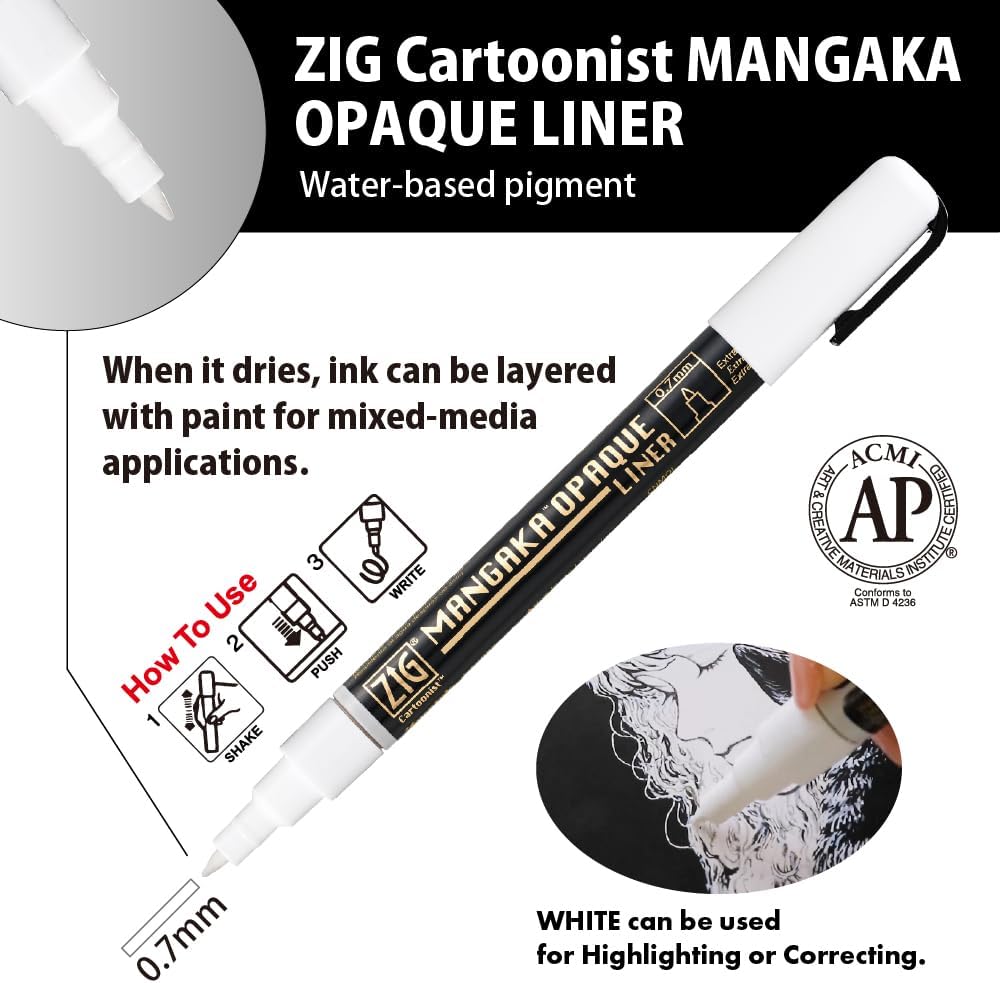 Kuretake ZIG CARTOONIST MANGAKA OPAQUE LINER CNMOL/4V 4 Colors