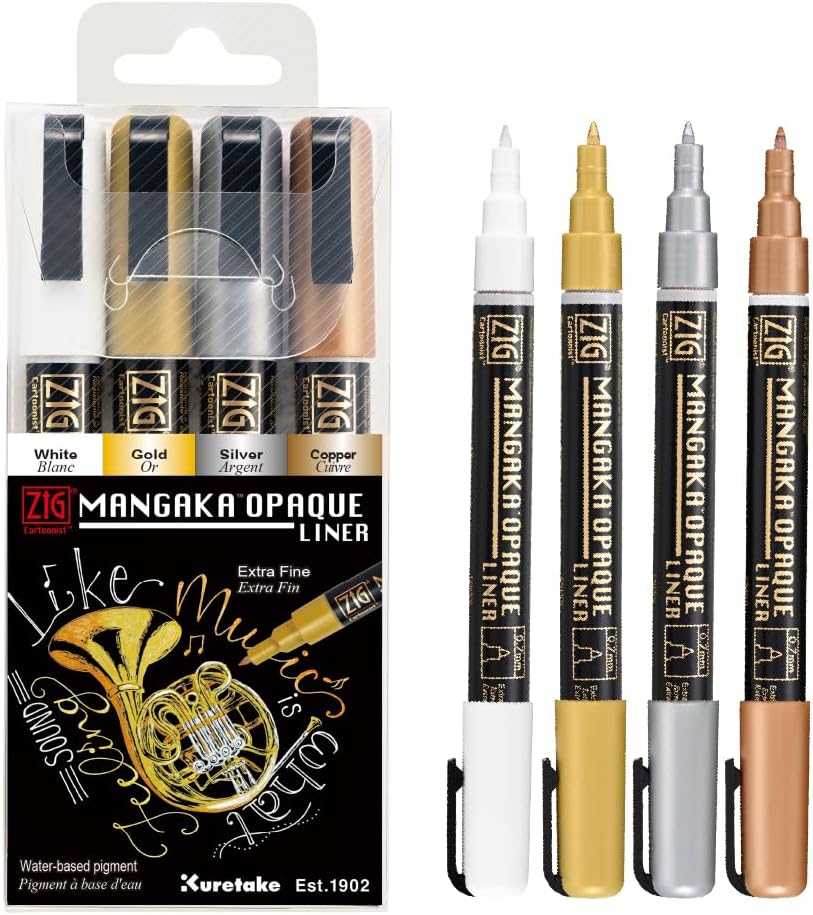 Kuretake ZIG CARTOONIST MANGAKA OPAQUE LINER CNMOL/4V 4 Colors