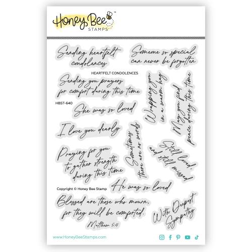 Honey Bee Stamps Heartfelt Condolences - 5x6.5 Clear Stamp & Die Bundle