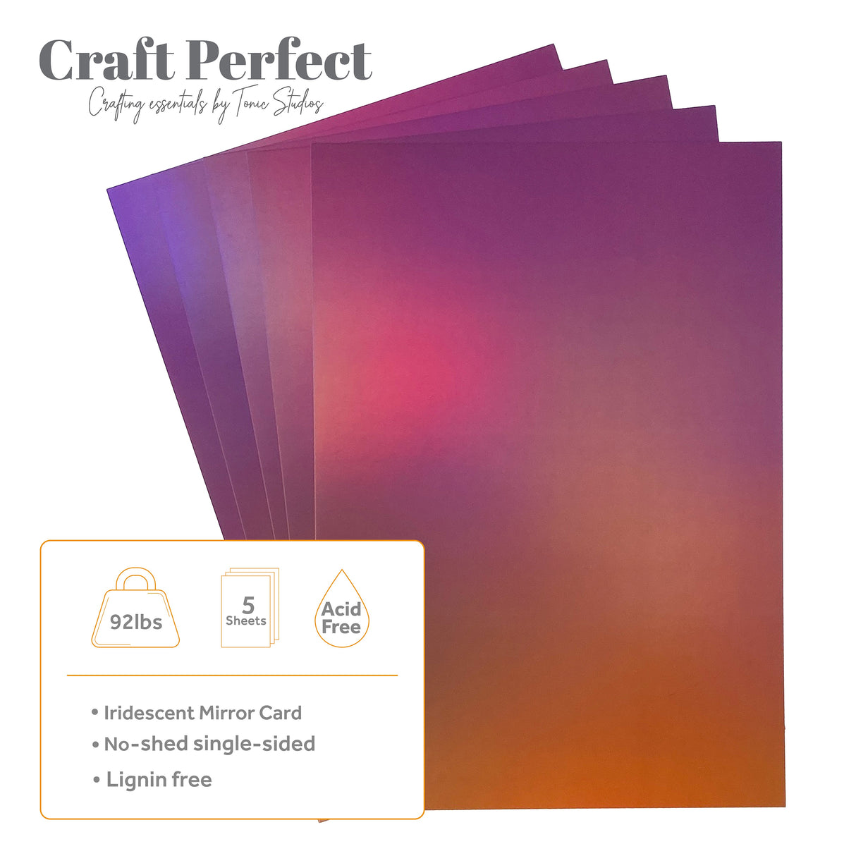Craft Perfect Ombre Iridescent Mirror Cardstock 8.5"X11" Indian Summer