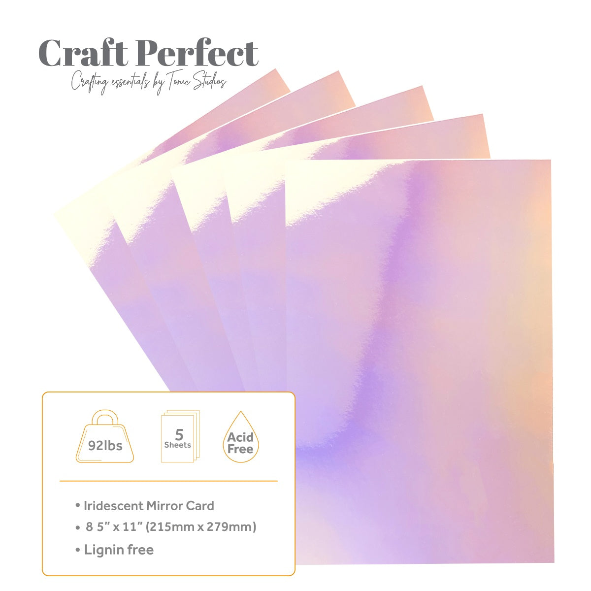 Craft Perfect Gloss Iridescent Mirror Cardstock 8.5"X11" Prismatic Pink