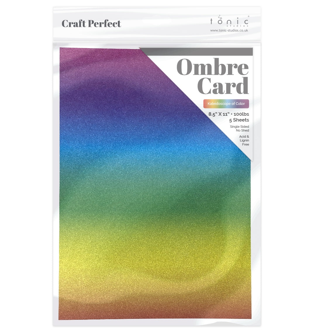 Craft Perfect Ombre Glitter Cardstock 8.5"X11" Kaleidoscope Of Color
