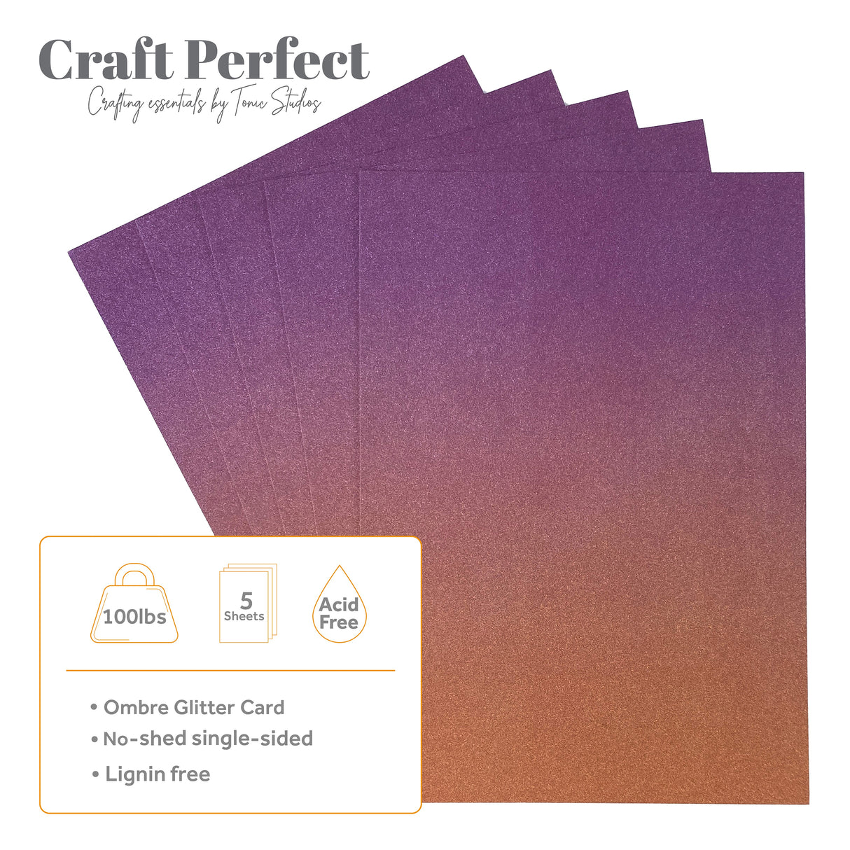Craft Perfect Ombre Glitter Cardstock 8.5"X11" Arabian Nights