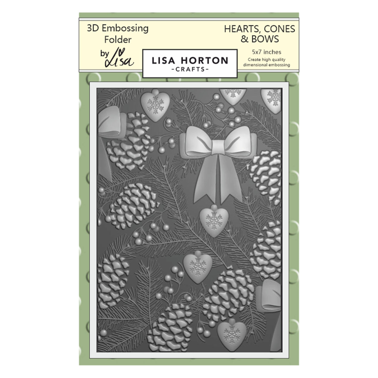 Lisa Horton Crafts Embossing Folder 5"X7" Hearts, Cones, and Bows