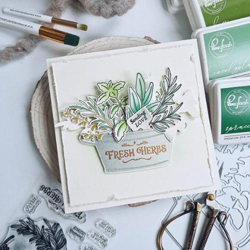 Pinkfresh Studio Herb Garden stamp/stencil/Die Bundle