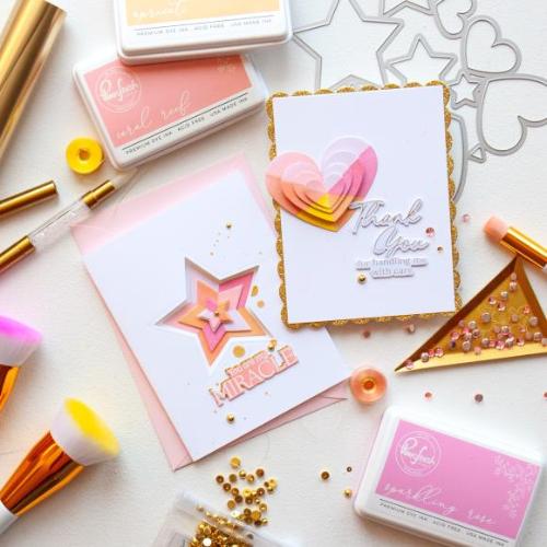 Pinkfresh Studio Radiating Hearts & Stars stencil/Die Bundle