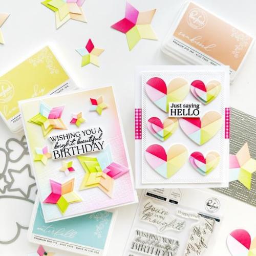 Pinkfresh Studio Radiating Hearts & Stars stencil/Die Bundle