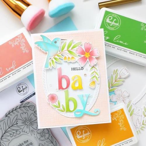 Pinkfresh Studio Happy Hummingbirds cling stamp/die/stencil/press plate bundle