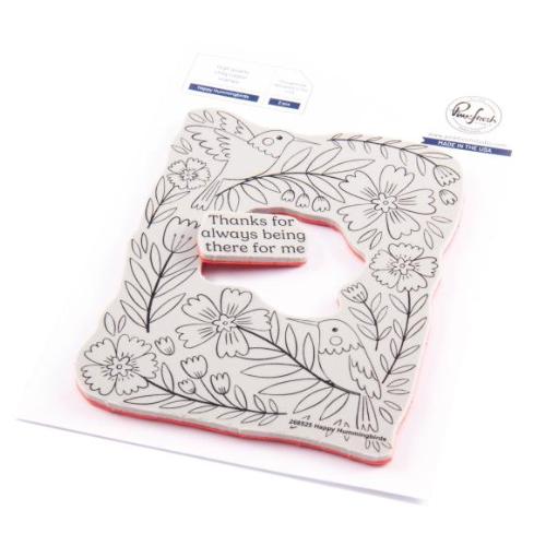 Pinkfresh Studio Happy Hummingbirds cling stamp/die/stencil/press plate bundle