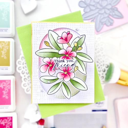 Pinkfresh Studio Plumeria stamp/stencil/die Bundle