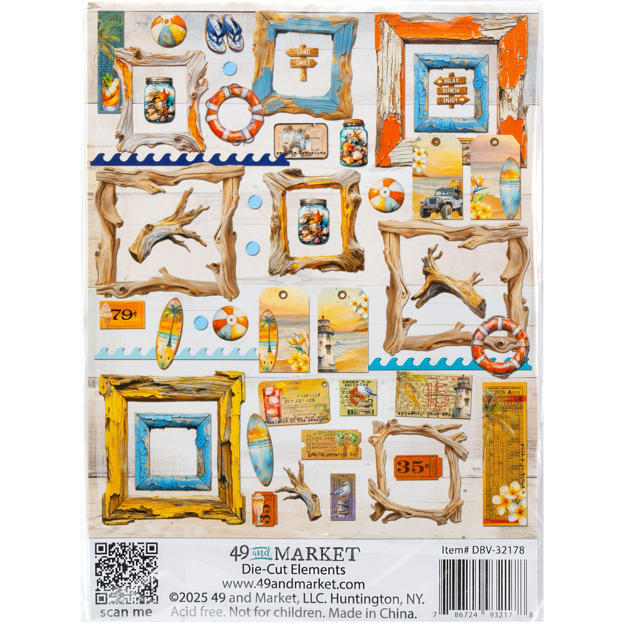 49 And Marketing Die-Cuts Elements, Beach Vibes