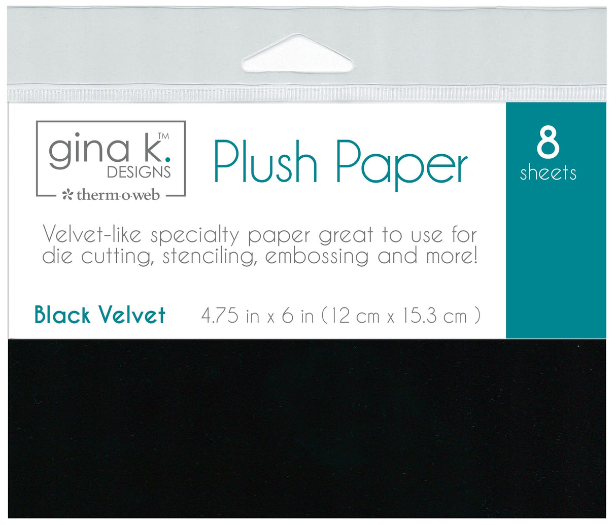 Gina K Designs Plush Papers 4.75"X6" 8/Pkg Black Velvet
