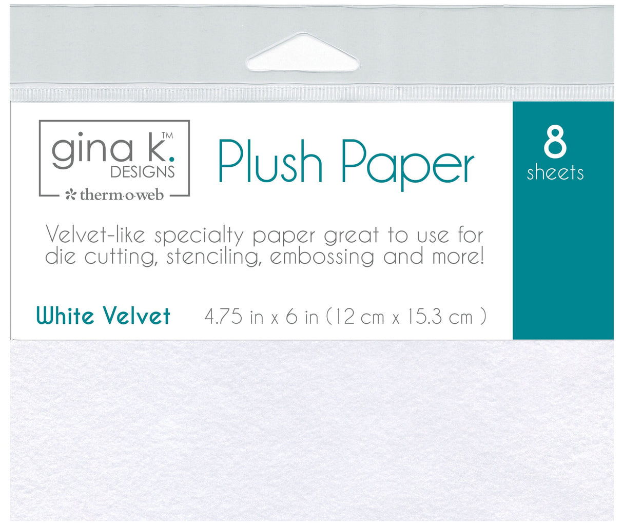 Gina K Designs Plush Papers 4.75"X6" 8/Pkg White Velvet