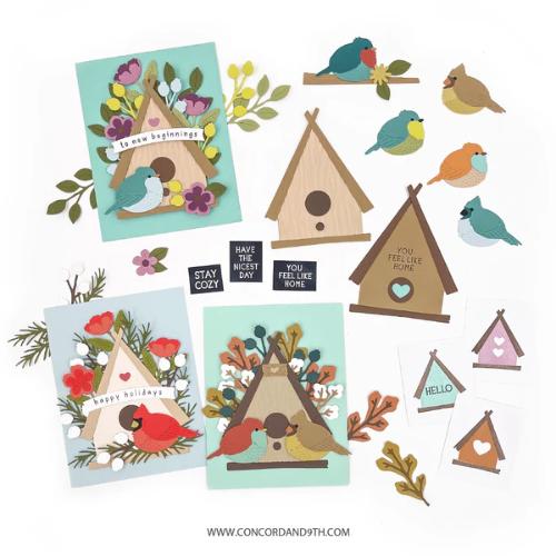 Concord & 9th Birdhouse Blossoms Stamp Set (4 x 4)