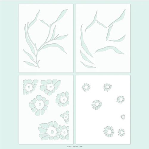 Concord & 9th Petal Print Stencil Pack (4 qty; 4.75 x 6)
