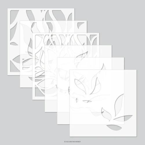 Concord & 9th Long Line Leaves Stencil Pack (6 qty; 6 x 6)