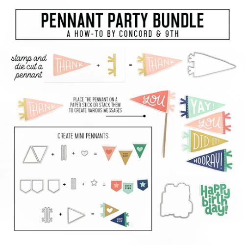 Concord & 9th Pennant Party Stamp and Die Bundle