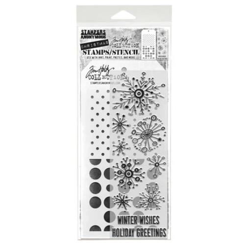 Stampers Anonymous Retro Flakes Tim Holtz Stamps/Stencil (THMM185)