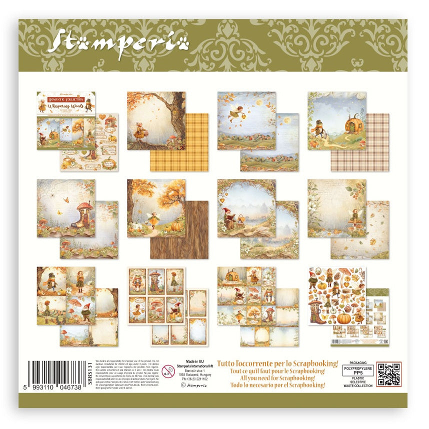 Stamperia Scrapbooking Pad 8"X8" 10/Pkg Whispering Woods