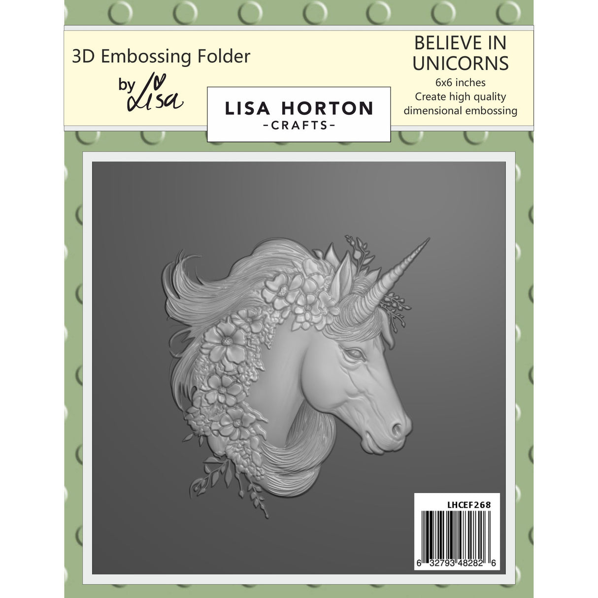Lisa Horton Crafts 6"x6" Believe in Unicorns 3D Embossing Folder & Stencil Bundle