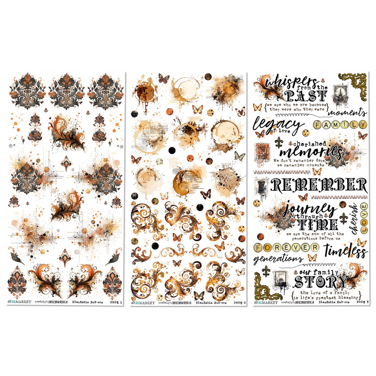 49 And Market Nostalgic Memories Blendable Rub-On Transfer Set 6"X12"