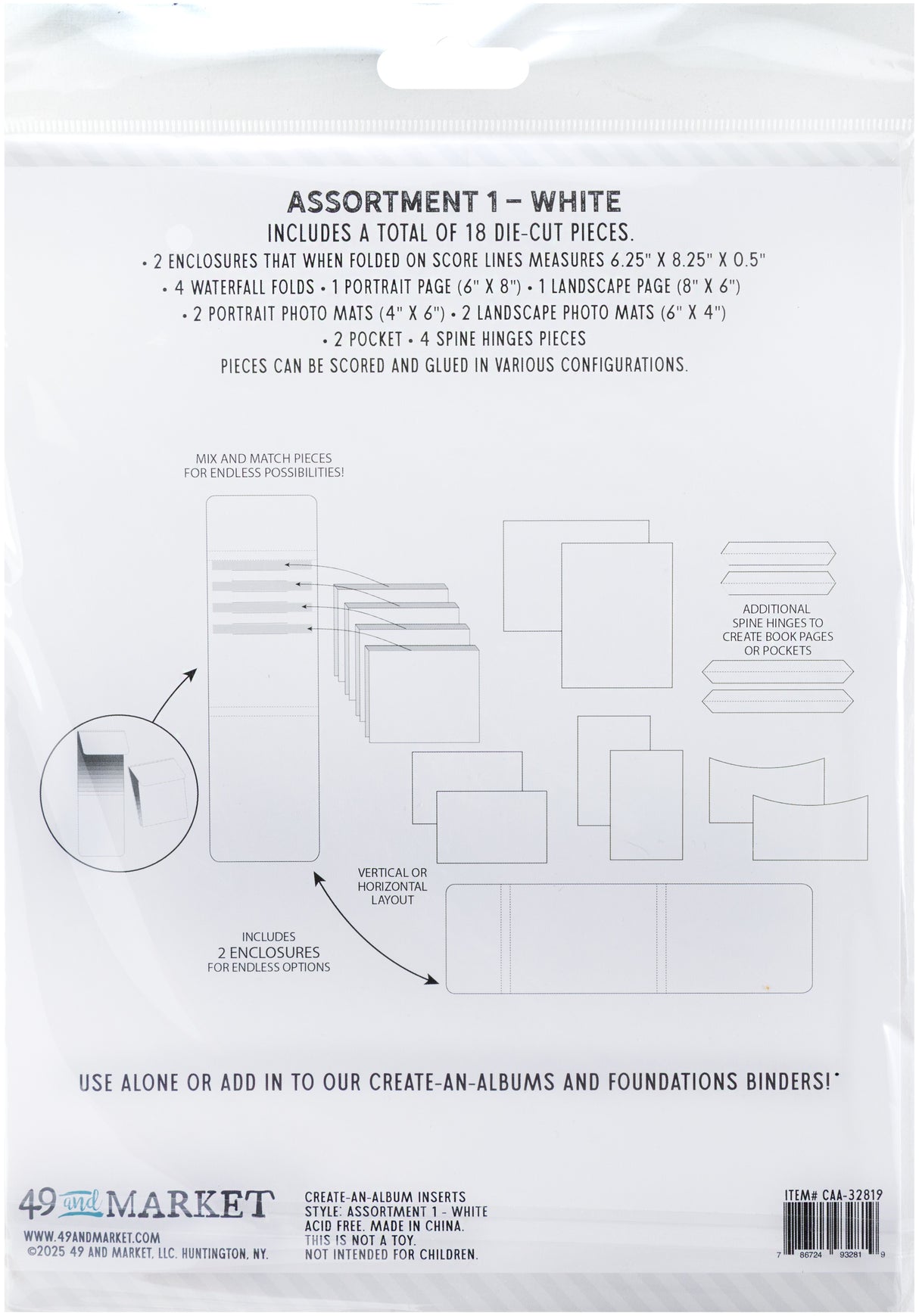 49 And Market Create-An-Album Foundation Inserts Assort 1 White