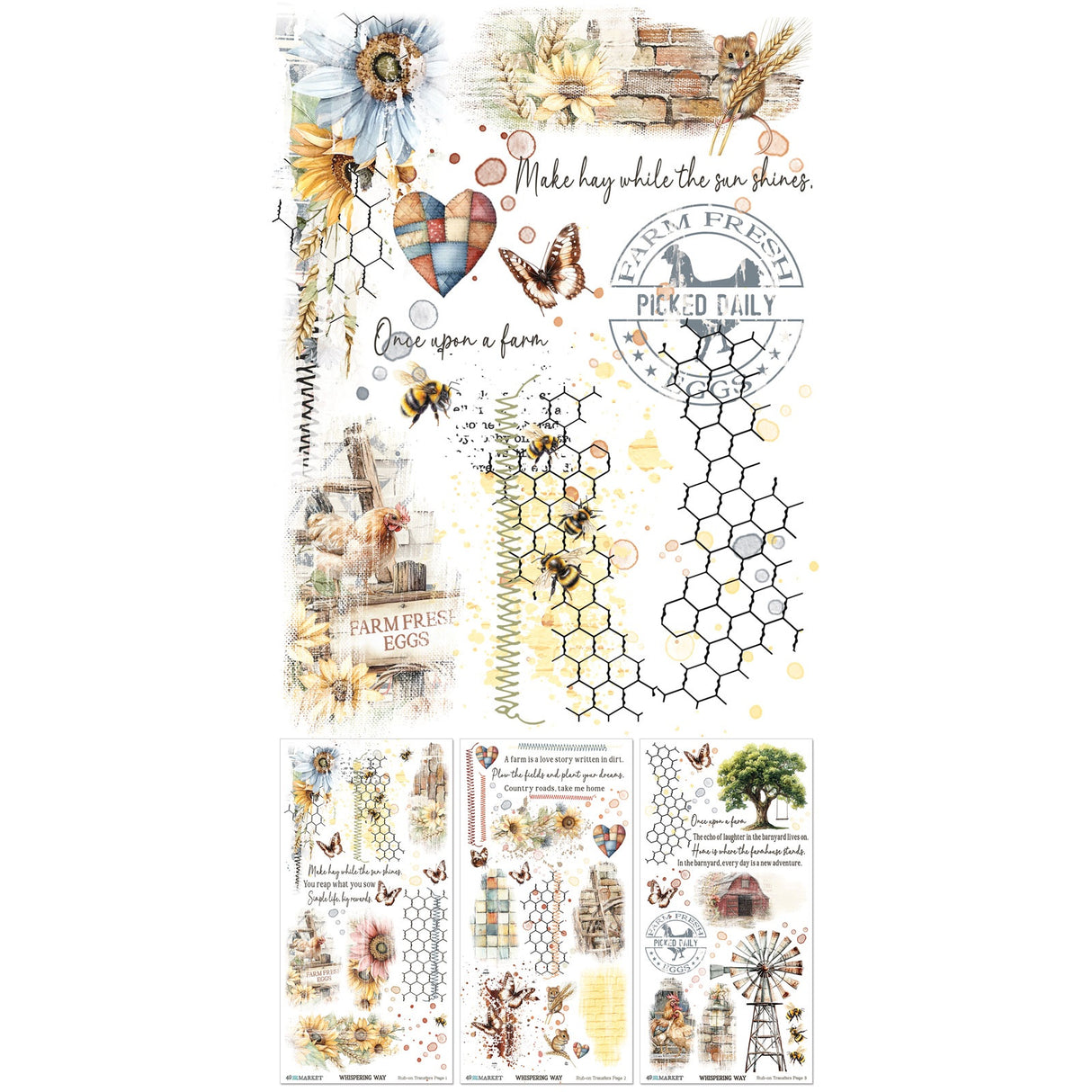 49 And Market Whispering Way Blendable Rub-On Transfer Set 6"X12"